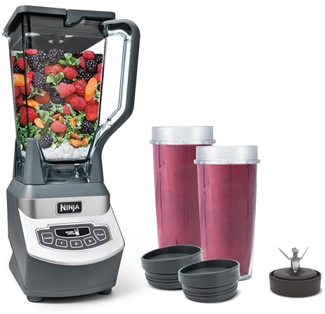 Ninja BL660 Professional Compact Smoothie & Food Processing Blender, 1100-Watts, 3 Functions -for Frozen Drinks, Smoothies, Sauces, & More, 72-oz.* Pitcher, (2) 16-oz. To-Go Cups & Spout Lids, Gray