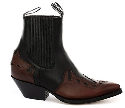 Grinders Arizonas Niedrig Unisex Leder Cuban Heel Cowboy Stiefel Schwarz
