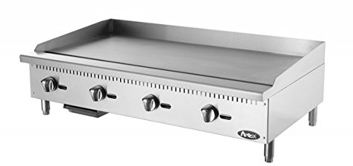 Atosa CookRite ATMG-48 48 Countertop Griddle | Flat Top Grill Hot Plate with Standby Pilots and Grease Drawer for Food Truck | Manual Controlled, Stainless Steel, 4 Burner 120,000 BTU, Natural Gas