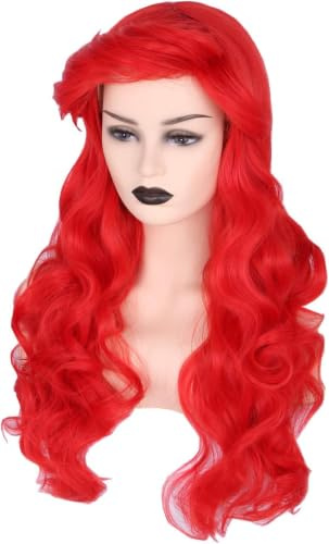 Topcosplay Perücke Rot, Hochwertige Halloween Kostüm Cosplay Perücke Für Frauen Lockige perücke Lange