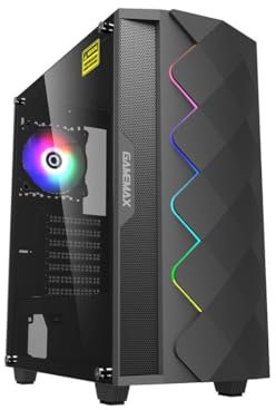Game Max Black Diamond ARGB Gaming Tempered Glass Midi Tower Case - Black