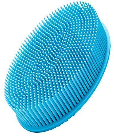 KTHZI Silicone Body Brush, Soft Body Scrubber Shower Brush Exfoliating Cleaning Brush, Comfortable Face Skin Massage Tool (Blue)