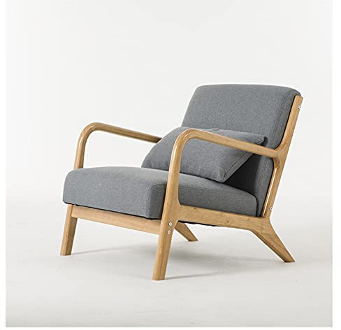 DUNAKE Armlehnensessel,Polsterstuhl,Polstersessel Loungesessel,Modern Wohnzimmer Sessel,Massivholzbeine,nordischer Sessel,Zuhause,Schlafzimmer,Balkon,Garten,praktisch und modisch (Color : Gray)