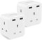 VINTAR Plug Adaptor with 2 USB, 3 Way Plugs Extension Multiplug Socket UK Double Plug Adapter, 13A UK 3 Pin Power Socket for Bedroom, Office, Kitchen, White 2 packs