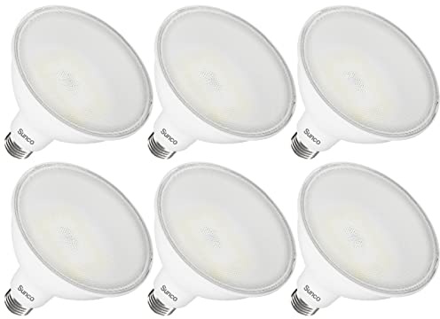 Sunco 6 Pack Outdoor Flood Light Bulbs, PAR38 LED Flood Lights Waterproof, 1800 LM, 15W (150W Equivalent), 5000K Daylight, Dimmable, E26 Base, Wet Rated, for Porch Landscape Driveway Garage Yard, UL.