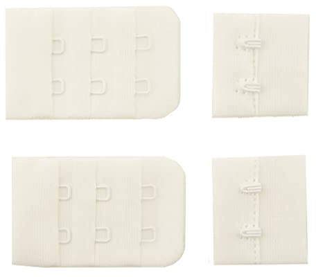 HAND® White Bra Hook and Eye Bra Strap Sew-in Fasteners - 2 Hooks - 32 mm Wide - Pack of 2 Sets