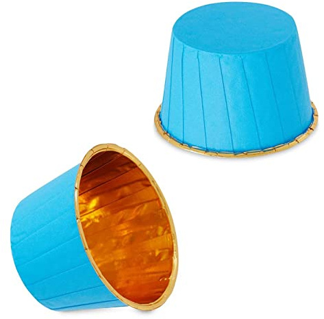 GaoBangM Lot de 50 caissettes à cupcakes, muffins, moules à muffins en papier sulfurisé - Moules métalliques pour la maison, le four, les anniversaires, les mariages, les muffins (bleu)