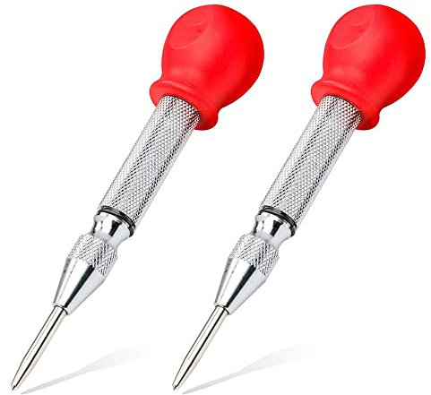 Saipor 2pcs 5 Inch Automatic Center Punch Adjustable Spring Loaded Center Hole Punch Tool for Metal Wood Plastic