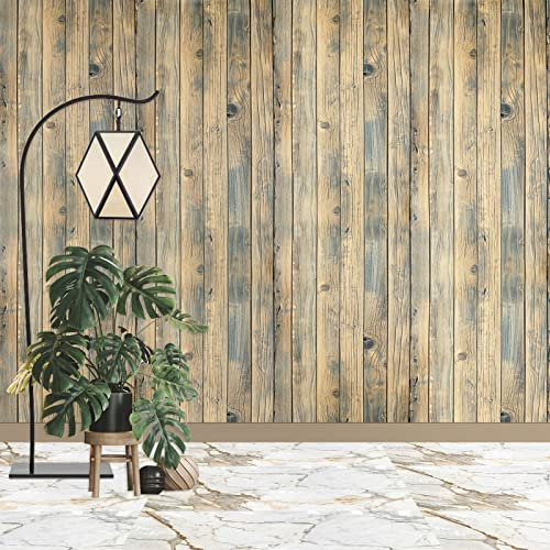 GOYADA 45cmx1000cm Wooden Effect Wallpaper, Extra Thick Wood Panel Slat Effect Vinyl Self Adhesive Wallpaper for Wall, Door, Furniture (Brown)