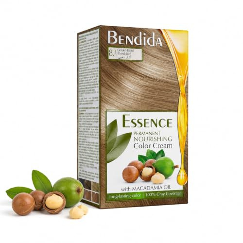 Bendida Permanente Haarfarbe 8.3 Goldblond 120 ml mit Macadamia-Öl | Permanente Coloration in 8.3 Goldblond mit Macadamia-Öl für 100% Grauhaarabdeckung und langanhaltenden Glanz