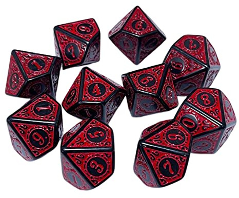Dadi D10 in Acrilico da 10 Pezzi, Dadi da Gioco, Giocattoli di intrattenimento, Set di Dadi poliedrici per Gioco, Rosso
