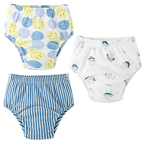 Yealoo Lot de 3 Culotte d'apprentissage en Coton pour Garçon, Lavable et Réutilisable, pour l'Entraînement à la Propreté, pour Les Enfants de 1 à 3 Ans