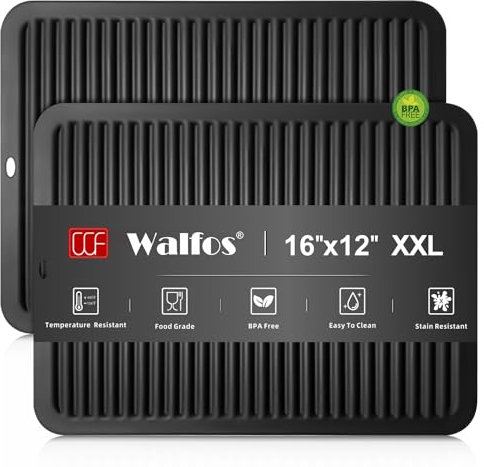 Walfos Großer Silikon-Untersetzer, 40,6 x 30,5 cm, für Heiße Töpfe und Pfannen, Hitzebeständige Topflappen, Pads für Küche, Quarz-Arbeitsplatten, 2 Stück