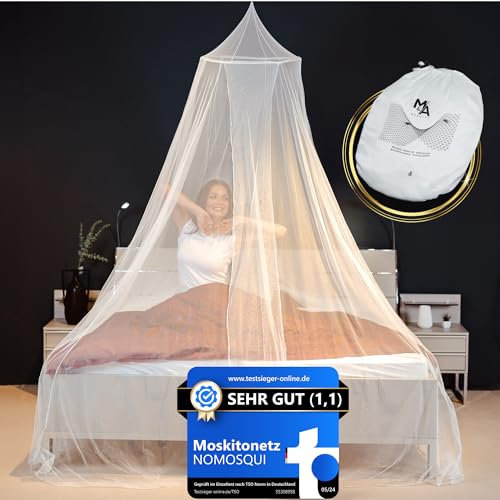 NOMOSQUI Moskitonetz Bett - Mückennetz Outdoor & Zuhause - Fliegennetz für Doppelbett & Einzelbett - Mosquito Netz Reise - Bettvorhang Mückenschutz vor Moskito, Fliegen & Insekten - Moskitoschutz