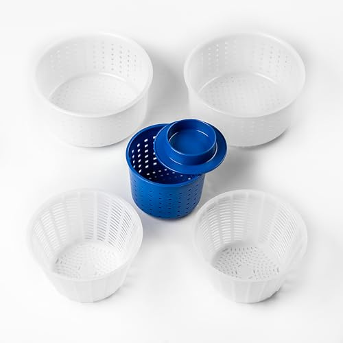 Cheese making Cheese Molds For Soft Cheese Cheesemaking supplies Milk cheese Molde para queso Soft cheese Goat cheese Rennet cheesemaking baskets Cheesemaking Blue Original HOZPROM 5 pcs
