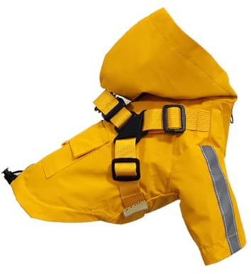 Hunde Regenmantel Einstellbare Wasser-Beweis-Haustier-Kleidung Leichte Regen Jacke mit Reflexions Streifen Einfacher Schritt in Verschluss für kleine mittelgroße Hunde-Yellow||S