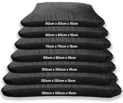 Kosiproducts Beanbag Floor Square Cushions Pillow Plush Velvet 100% Soft Polyester-[50cmx50cm, Black