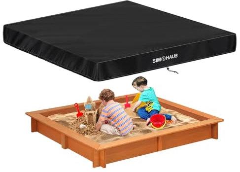 SIMPHAUS Sandkasten Abdeckung 180x180x20cm Wasserdicht Sandkasten Abdeckplane Sandkastenabdeckungen,Sandkistenabdeckung mit Kordelzug,Schutzhülle Sandkasten,Poolabdeckung,Spielkiste Abdeckhaube