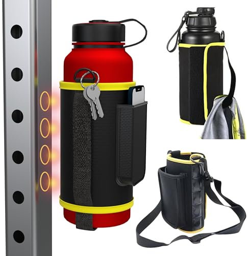 Sac magnetique salle de sport | sac magnetique sport | magnetic gym bag | housse en néoprène isolante pour bouteille d’eau avec sangle réglable et compartiment téléphone, compatible toutes bouteilles