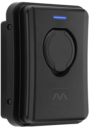 Masterplug Stazione di ricarica EV da parete per veicoli elettrici, tipo 2, caricatore senza cavo per auto elettrica con funzione fissa automatica, monofase, modalità 3, RFID, IP65, 7.4kW, 32A