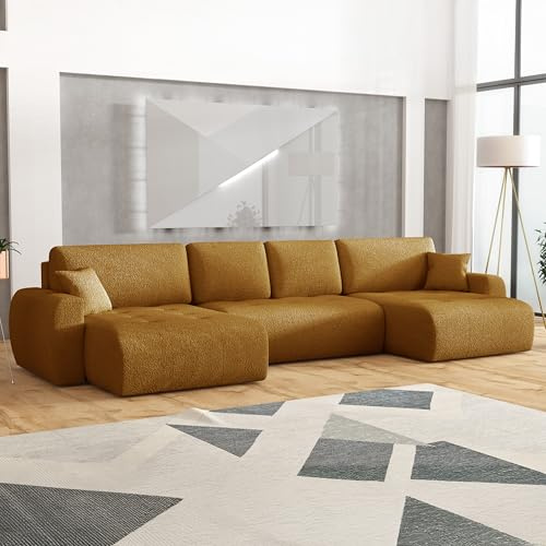 Imebel Ecksofa mit Schlaffunktion 315x142x87 cm - Schlafsofa Ecksofa im Modernen Stil für 5 Personen - Bequeme Schlafcouch U-Form - Sofa mit Bettkasten - Eckcouch mit Bettfunktion