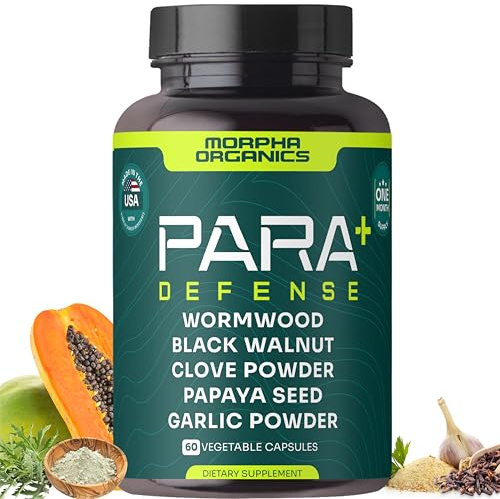 Para Defense Digestive Cleanse & Detox | Wormwood 250mg, Black Walnut 250mg, Clove 100mg, Papaya Seed, Garlic | Natural Digestive & Gut Health Supplement | 60 Capsules – 1 Month Supply