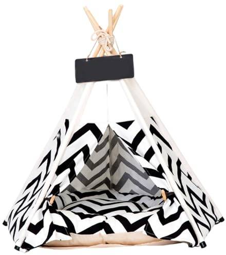 Suxdlan tipi för husdjur 50 x 50 x 61 cm, hundtält-säng med mjuk kudde och bräda tvättbar bärbar kanvas kattgrotta hundhus för inomhus utomhus