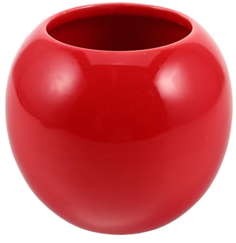 Ciieeo Jarrón Decorativo de Cerámica Pequeño y Esférico Rojo 10x10x5 Cm, Florero Hecho a Mano para Decoración del Hogar y Centro de Mesa, Tarro Decorativo Adecuado para Arreglos de