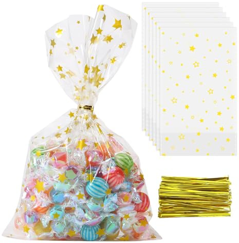 ZORTVUL 50 Stück Zellophantüten Transparente Kekstüten, Geschenktüten Für Süßigkeiten, Popcorn, Snacks, Opp Flachbeutel (15X25 Cm