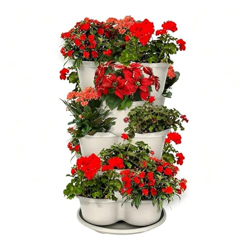 Générique Pot à Fraisiers | Pot Vertical Empilable 5 Niveaux avec Trous de Drainage,Jardinière Verticale pour Fraises,pour Patio Balcon Deck Porche Terrasse Cour Potager et Culture Légumière en