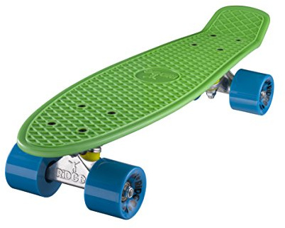 Ridge, Skateboard con ruote, completo e montato, Mini Cruiser Retro Stil In M Rollen , 55 cm, Verde/Blu (Verde/Blu)