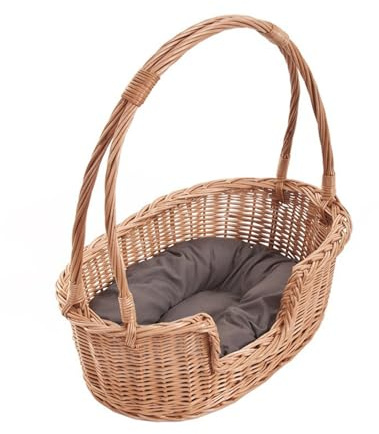 e-wicker24 Alles aus Weide Weidentierkorb Tierlager aus Weide Katzenlager mit einem Tragegriff Hundelager mit Kissen