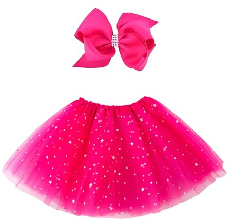 Jastore® Girls Layered Stars Sequins Tutu Skirt Princess Ballet Dance Dress (Rose)