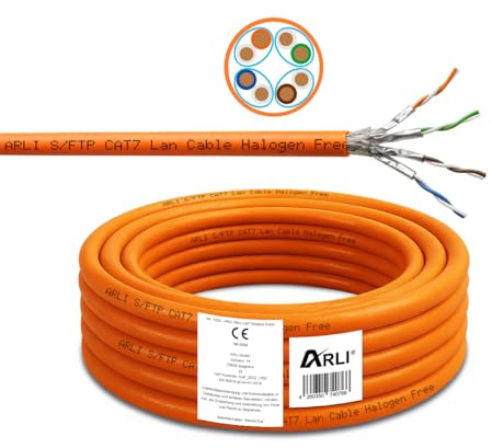 ARLI CAT 7 Verlegekabel 25m Netzwerkkabel CAT.7 LAN Halogenfrei Installationskabel SFTP S/FTP CAT7 PIMF Kabel Netzwerk Verkabelung Datenkabel AWG23/1 geschirmt Gigabit Kupfer Ethernet Klasse F 25 m