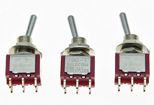 Salecom 3 x Dpdt 6 pin 2 posizione della chitarra mini interruttore a levetta auto/barca interruttori