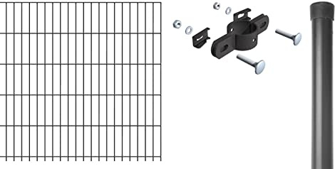 Alberts 632939 Einstab-Gittermatten-Anbauset | Typ 8/6/4 | anthrazit | 2000 x 1000 mm