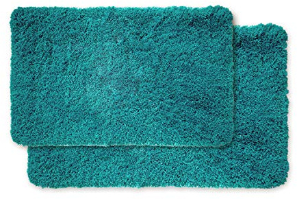 WohnDirect Premium Badmattor Set i 2 Delar • Halkfri och Tvättbar Badrumsmatta • Petrol • 50 x 80 cm + 60 x 100 cm