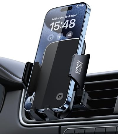 YOSH Car Phone Holder Air Vent, Upgrade 360° Rotation Phone Holder for Cars with Adjustable Clamp& Upgraded Double Metal Hook, Holder for iPhone 16 15 14 13 12 11 Pro Max Samsung S25 S24 Google Pixel