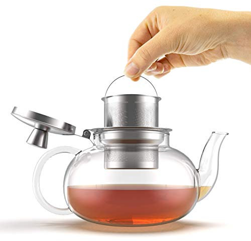 Verre Collection | Bouilloire à thé Sifflante En Acier Inoxydable Poli Avec Fond à Capsule Double Couche - Prêt Pour l'induction - 2,7 Pintes