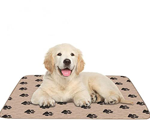 SOULONG Waschbare Hunde Inkontinenz-Unterlage, 4-Schicht Design, Wasserdicht, Saugfähig, 80 x 90 cm, Braun