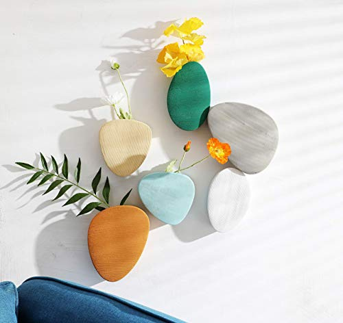 Purzest 6 Stück Wand-Sukkulenten-Pflanzgefäße, Keramik-Wandhalterung, dekorative hängende Blumentöpfe, Blumenvase für drinnen und draußen (Moderne Farbe)