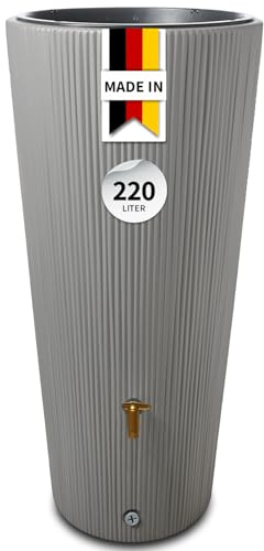 4rain Vaso Decor 2en1 Barril para Agua de Lluvia, 220 L, Gris Zinc