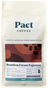 Pact Bourbon Cream Espresso, 500g, Fine Grind, Ground Coffee | Dark Roast, Ethically Sourced, Freshly Roasted