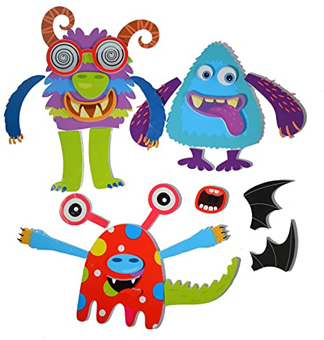 Buddy & Barney Bathtub Stickers | Silly Monsters Bath Toy Gifts for Children | Pack of 30 Reusable Bath Time Foam Stickers with Suction Cup & Mesh Storage Bag