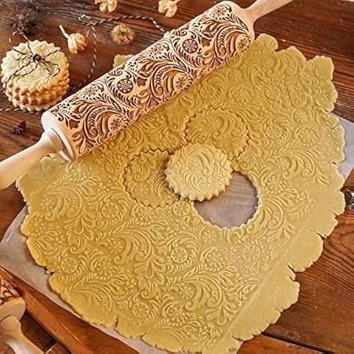 Mattarello in legno goffrato, mattarello in rilievo per cuocere fondente, pizza, torta, pasticceria, pasta, pasta, biscotti, adatto per Natale, regalo per papà e mamma