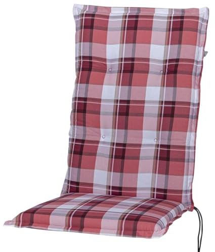 KETTtex 2396 Auflage Hochlehner Milano rot-weiß kariert 120x49x6 cm Sitzpolster