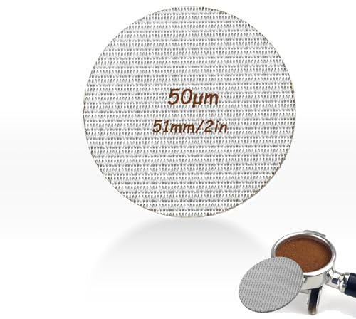 51 mm puckskärm, 50 μm puckfilter, nedre dusch kaffeskärm, kaffefilterhållare puckskärm, rostfritt stål kaffebryggningsfilter skärmfilter finhet för espresso filterkorg