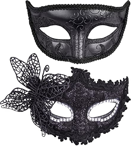 SIQUK 2 Stück Venezianischen Masquerade Maske Paar Maskerade Masken Damen Herren Venezianischen Maske für Halloween Karneval Party Kostüm