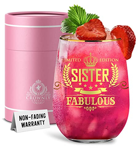 CROWNLY CRYSTAL® Gold Gifts for Sister Personalised Gifts for Her Glass Gifts from Brother Christmas Big Sister Best Friend Birthday