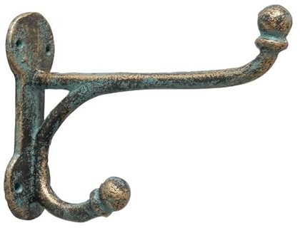 RiloStore Garderobenhaken Hirsch braun Gusseisen 13x10x5cm Doppelhaken Eisen Wandhaken Kleiderhaken Vintage Nostalgie Garten Outdoor Haken Metallhaken Gaderobenhaken b886